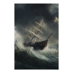 Poster de peinture de bateau à voile Stormy Seas