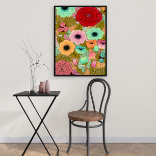 Poster de peinture de jardin floral Art Imprimer