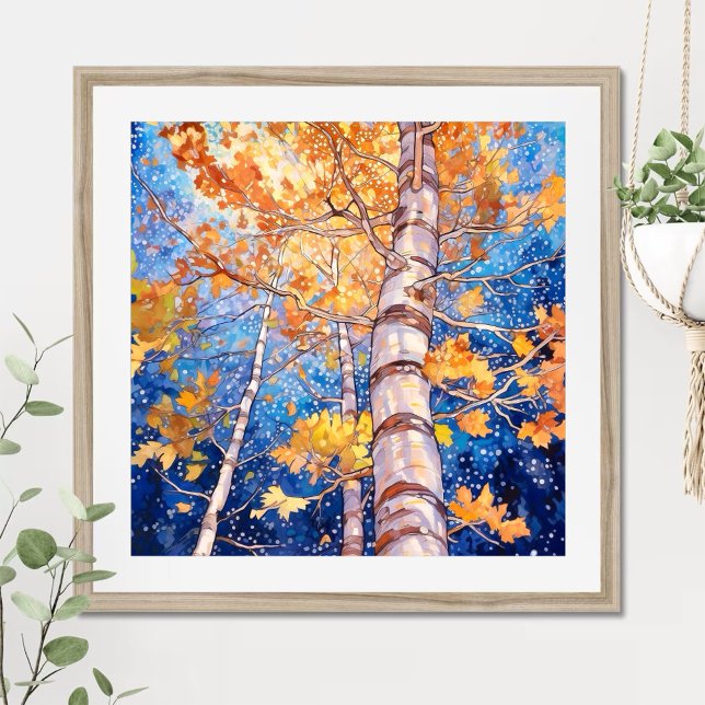 Poster de peinture de paysage de la forêt de nuit (Créateur téléchargé)