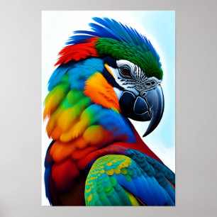 Poster de peinture d'oiseaux aux perroquets macaw 
