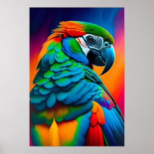 Poster de peinture d'oiseaux aux perroquets macaw