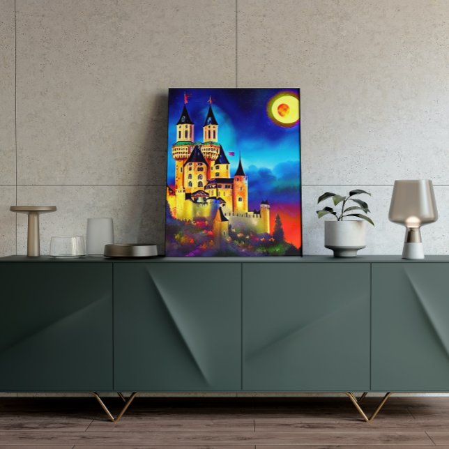 Poster de peinture du château dans le ciel nocturn (Créateur téléchargé)