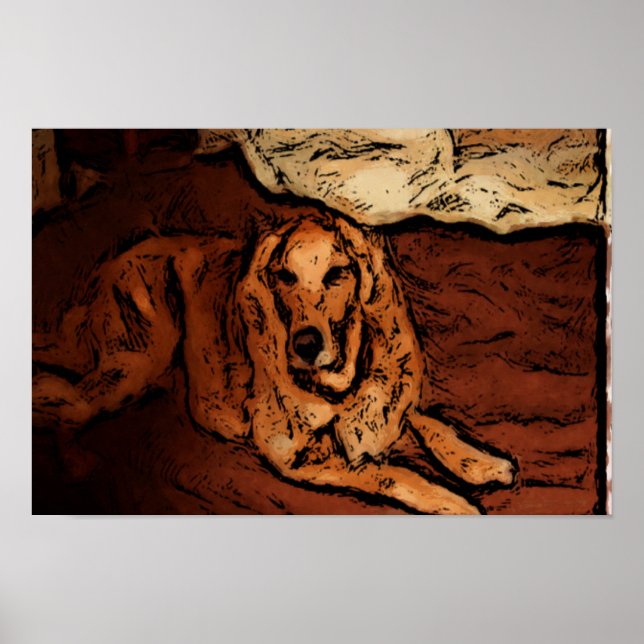 Poster de peinture Golden Retriever (Devant)