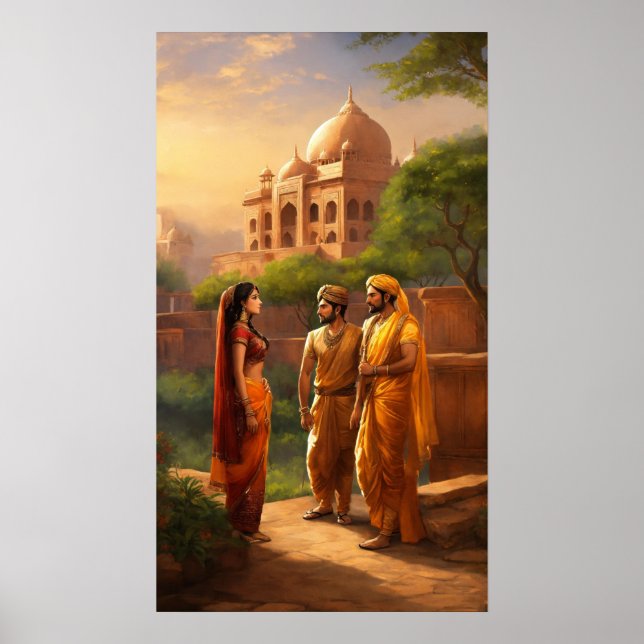 Poster de peinture indienne antique Taj Mahal (Devant)