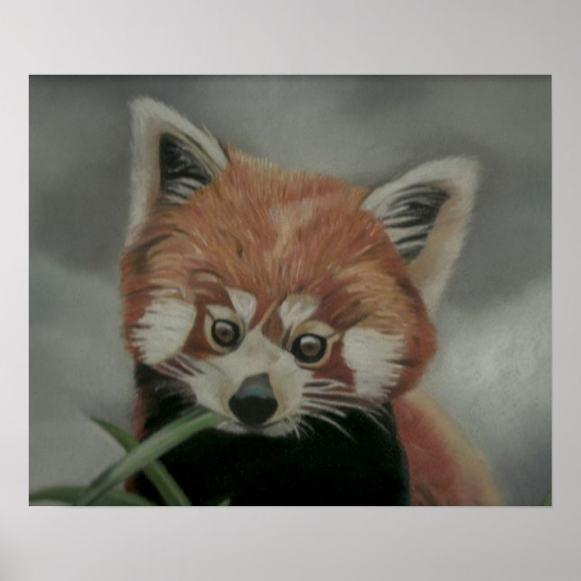 Poster de peinture Panda Pastel Rouge (Devant)