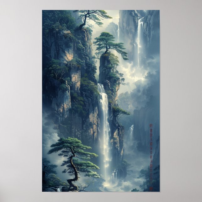 Poster de peinture traditionnelle chinoise du pays (Devant)