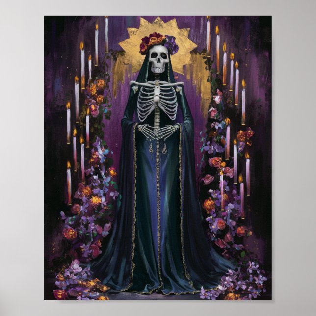 Poster de père Noël Muerte avec bougies et fleurs (Devant)
