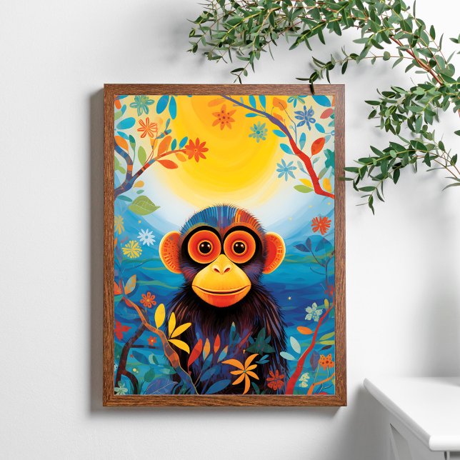 Poster de petit singe coloré mignon (Créateur téléchargé)