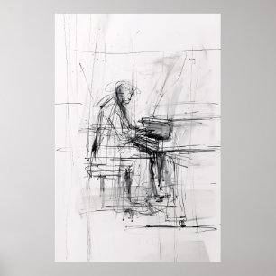 Poster de pianiste Abstrait - Musique expressive