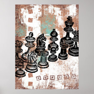 Poster de pièces d'échecs Wall Art