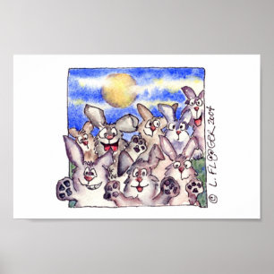 Poster de Pleine lune de lapin de dessin mignon Im