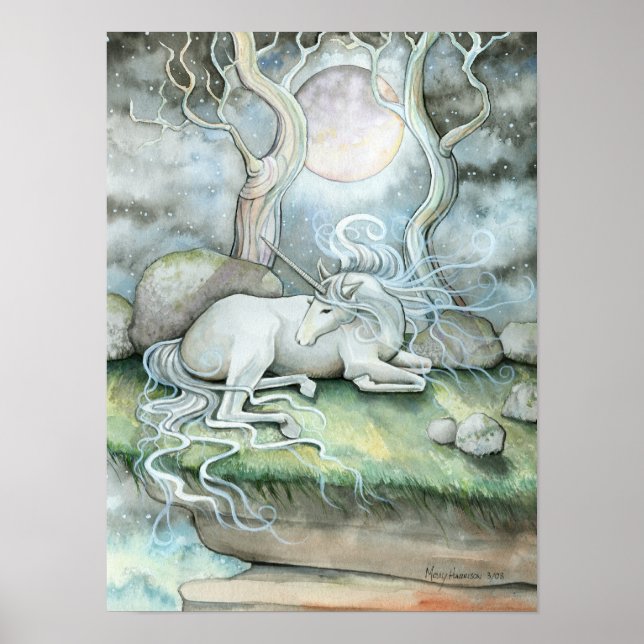 Poster de Pleine lune Mystic Unicorn Imprimer (Devant)
