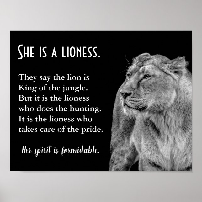 Poster de poésie inspirante à thème Lioness (Devant)