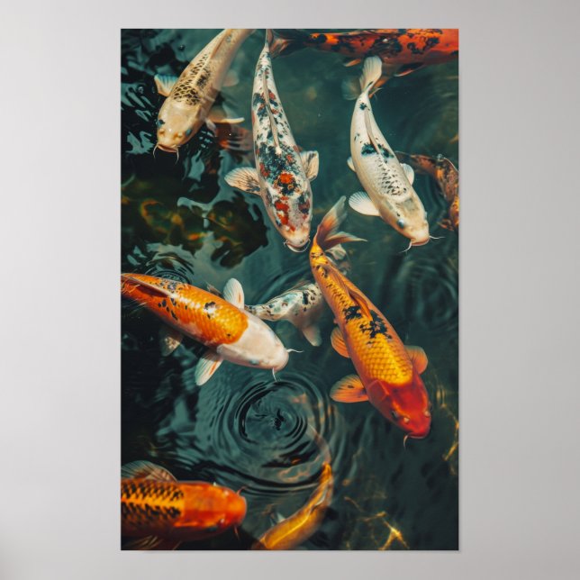 Poster de poisson Zen Koi : 31 Neuf 2 Poissons Koi (Devant)