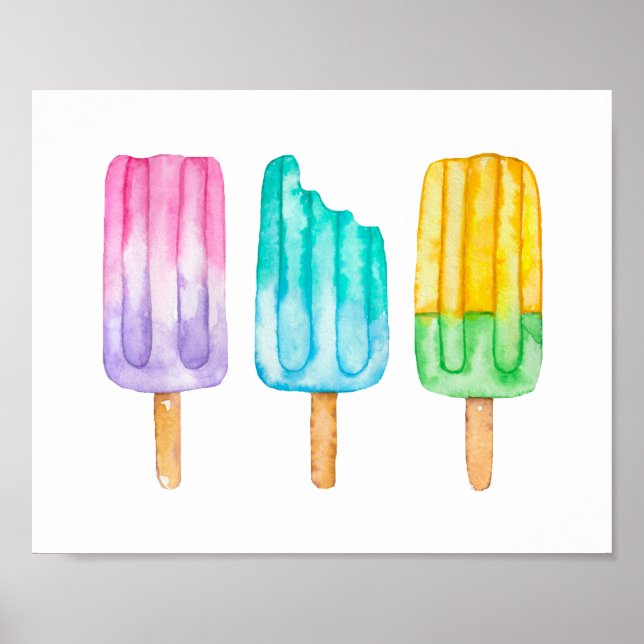 Poster de Popsicles d'aquarelle (Devant)