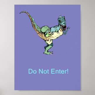 Poster De Porte N'Entrez Pas ! - Dinosaure