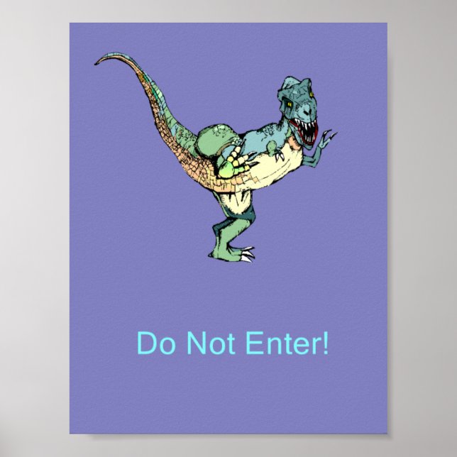 Poster De Porte N'Entrez Pas ! - Dinosaure (Devant)