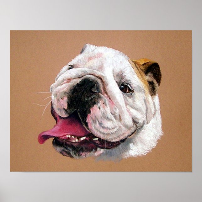 Poster de portrait de chien de Bulldog en anglais  (Devant)
