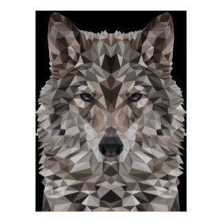 Poster de portrait géométrique du loup gris