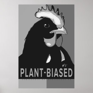 Poster de poulet noir et blanc Pop Art Plante
