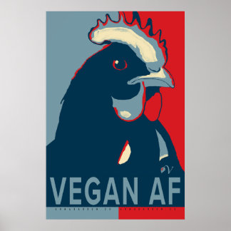 Poster de poulet Red White Blue Pop Art - Vegan AF