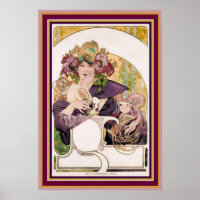 Poster de pub Alphonse Mucha - Chocolat Idéal 13 x
