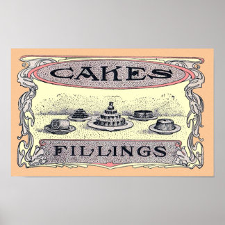 Poster de publicité pour gâteau victorien vintage