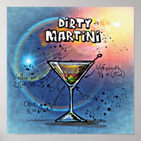 Poster de recette de cocktail Martini Dirty