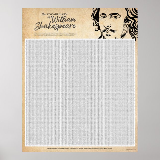 Poster de recherche de mots Shakespeare (Extra Lar (Devant)