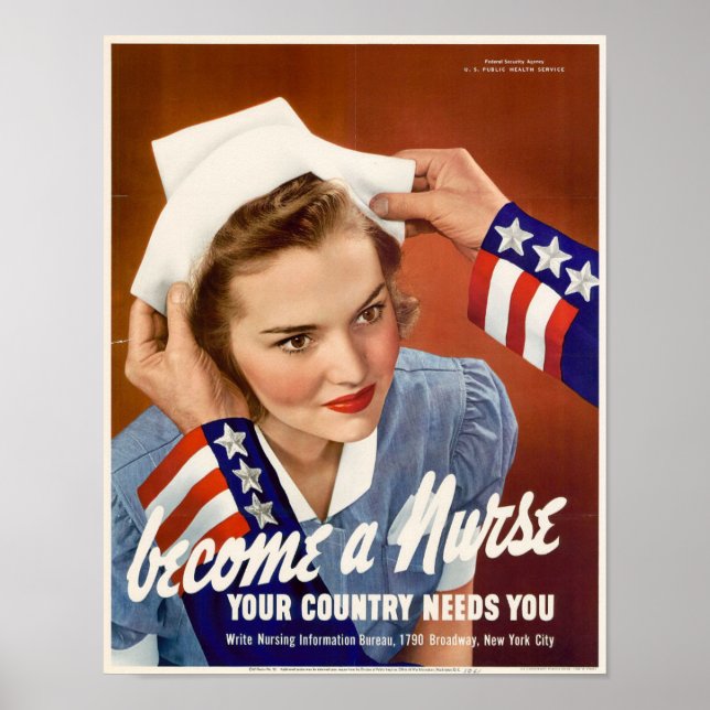 Poster de recrutement vintage pour les infirmières (Devant)