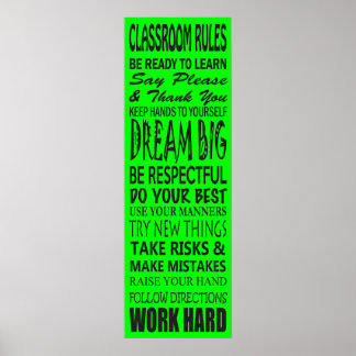 Poster de règles de classe (Lime Green), 12" x 36"