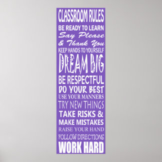 Poster de règles de classe (violet), 12 po x 36 po