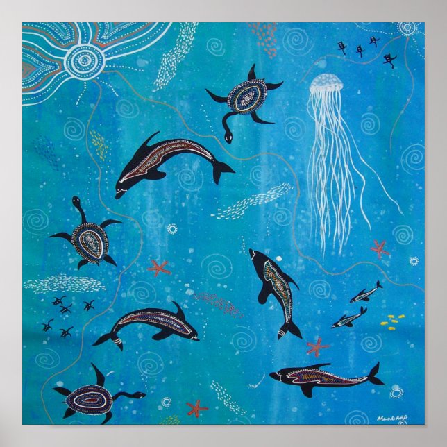 Poster de rêve Dauphin et Tortue (Devant)