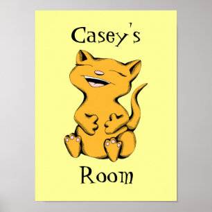 Poster de rire de chat Wally Chat couleur et texte