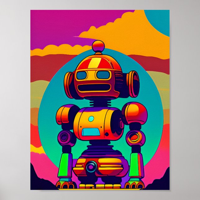Poster de robot squelette inspiré des années 60 (Devant)