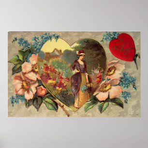 Poster de Saint Valentin dans un jardin de fleurs