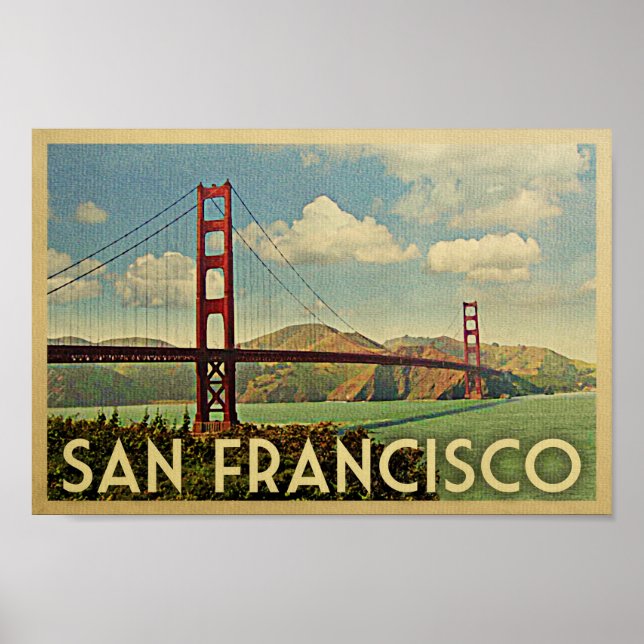 Poster de San Francisco Golden Gate Vintage voyage (Devant)