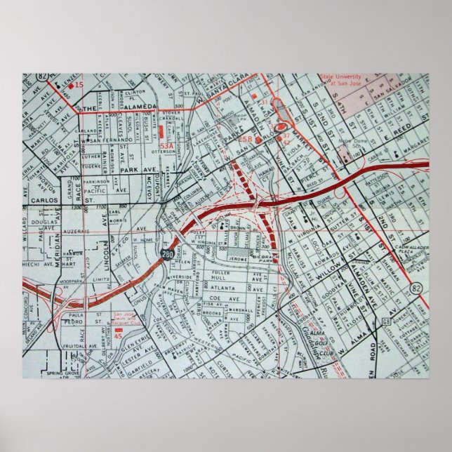 Poster de San Jose, CA Carte Vintage (Devant)