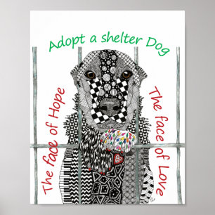 Poster de sauvetage et d'adoption d'animaux 8"x10"