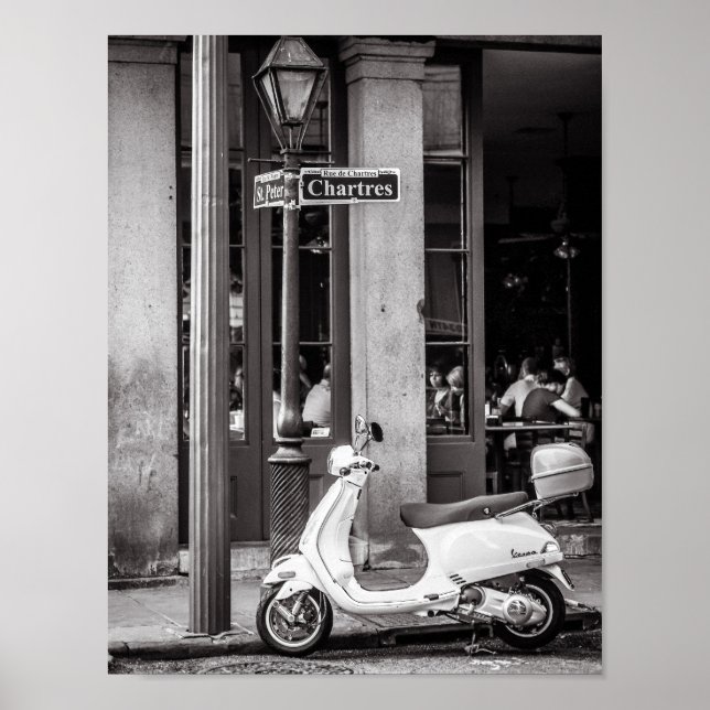 Poster de scooter classique Paris France (Devant)