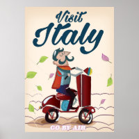 Poster de scooter de dessin animé italien rétro.