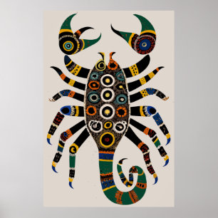 Poster de scorpion d'art tribal autochtone