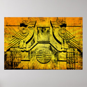 Poster de sculpture Art Déco Aigle Grunge Stone