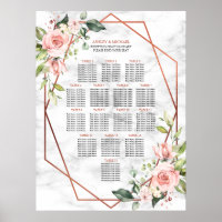 Poster de siège fleuri rose rose en marbre géométr