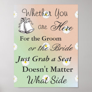 Poster de siège pour Mariage, Peach Green Daisy
