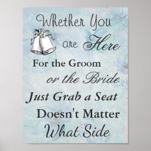 Poster de siège pour Mariage, Vintage Floral Blue