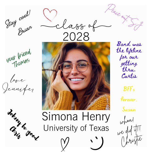 Poster de signature de l'invité de la photo de gra (Modern Graduation Photo Guest Signature Poster Example
)