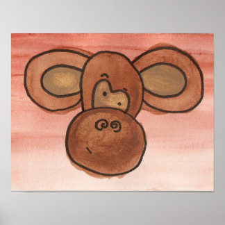 Poster de singe aquarelle