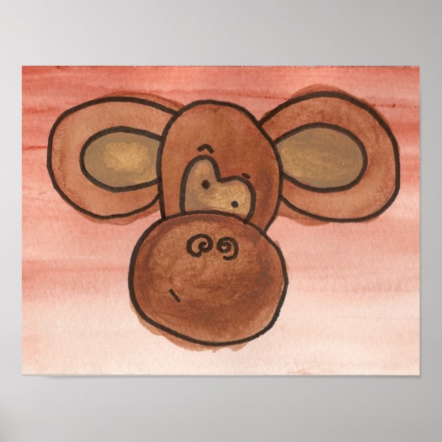 Poster de singe aquarelle (Devant)