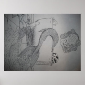 Poster de sirène gothique dans la baignoire